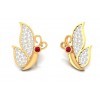 Butterfly Red And White Stone Stud